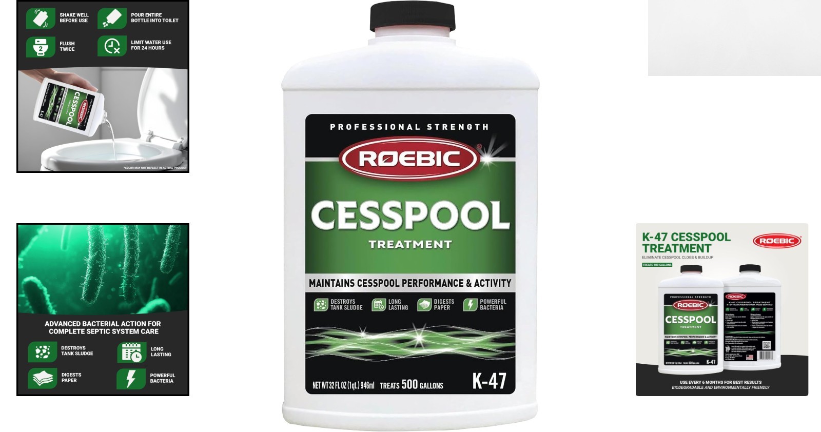 32oz Cesspool Treatment by Roebic – Prevents Buildup & Destroys Sludge Naturally