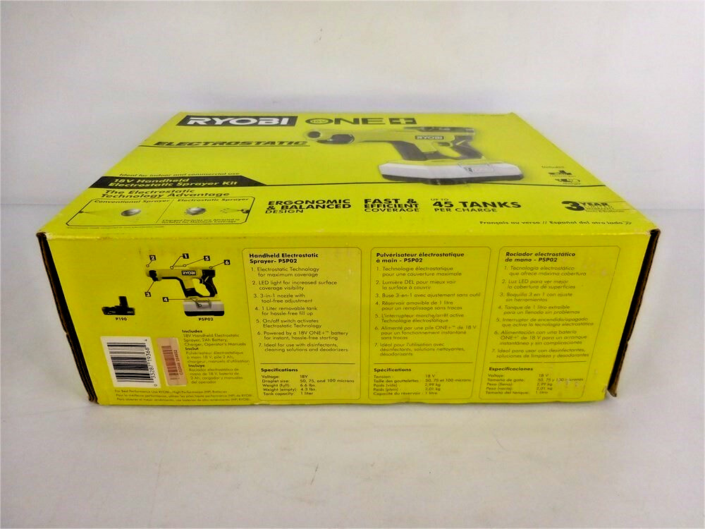 Ryobi One+ 18V ElectroStatic Cordless Handheld Sprayer Kit – PSP02K