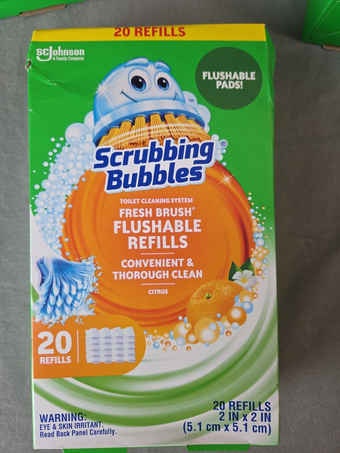 3 Scrubbing Bubbles Fresh Brush 20 Count Flushable Refills Cleaning Pads 2″x2″