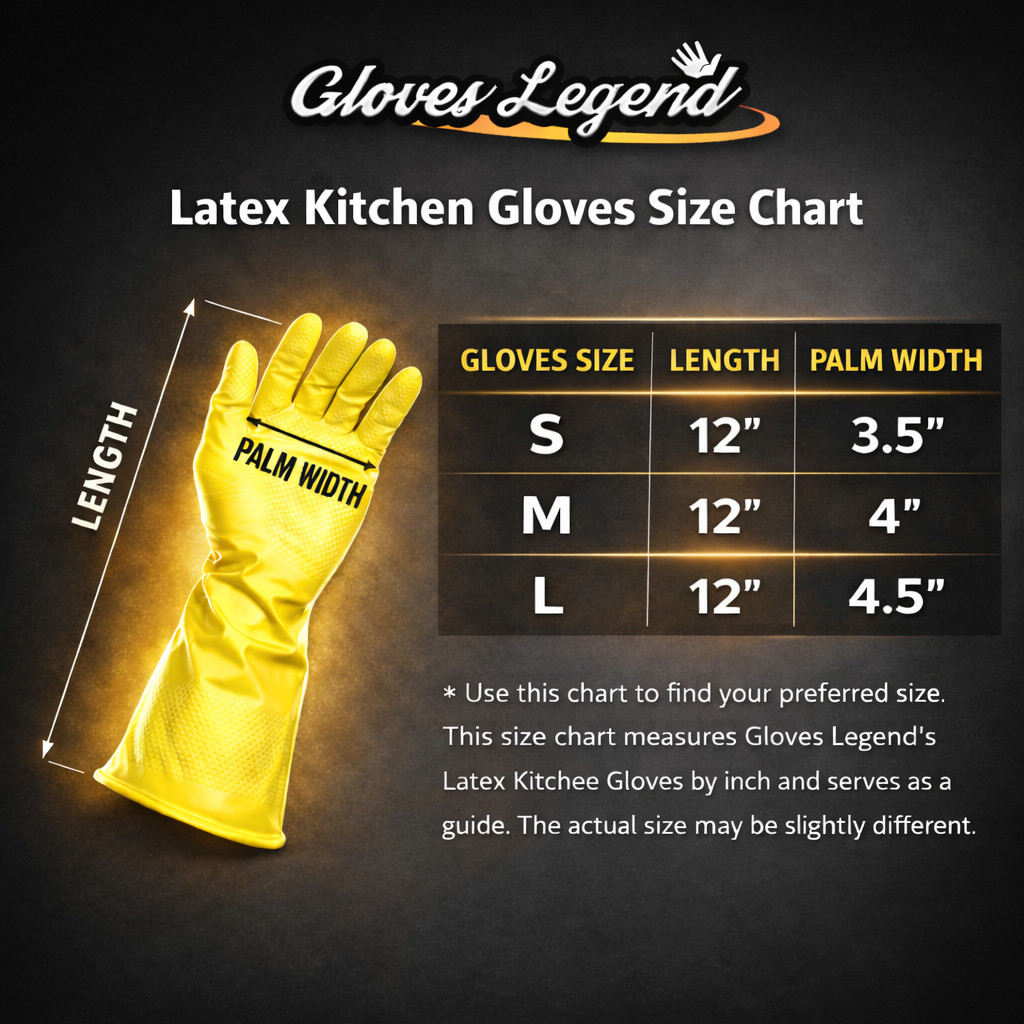 1 Pair (2 Gloves) – Medium – Yellow Latex Household Cleaning Dishwashing Gloves
