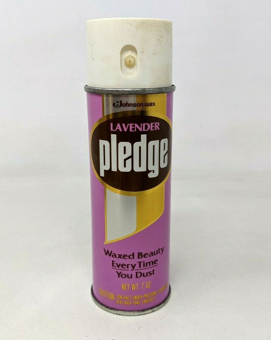 VTG 1982 SC Johnson Wax Pledge Waxed Beauty Lavender 7 Oz Metal Dust Spray Can