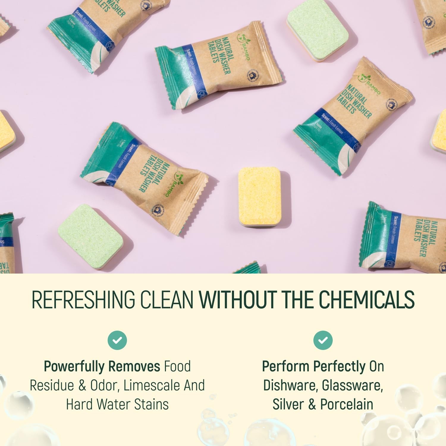Natural Dishwasher Detergent Tablets – Plant Based Alternative Refill Pack Di…
