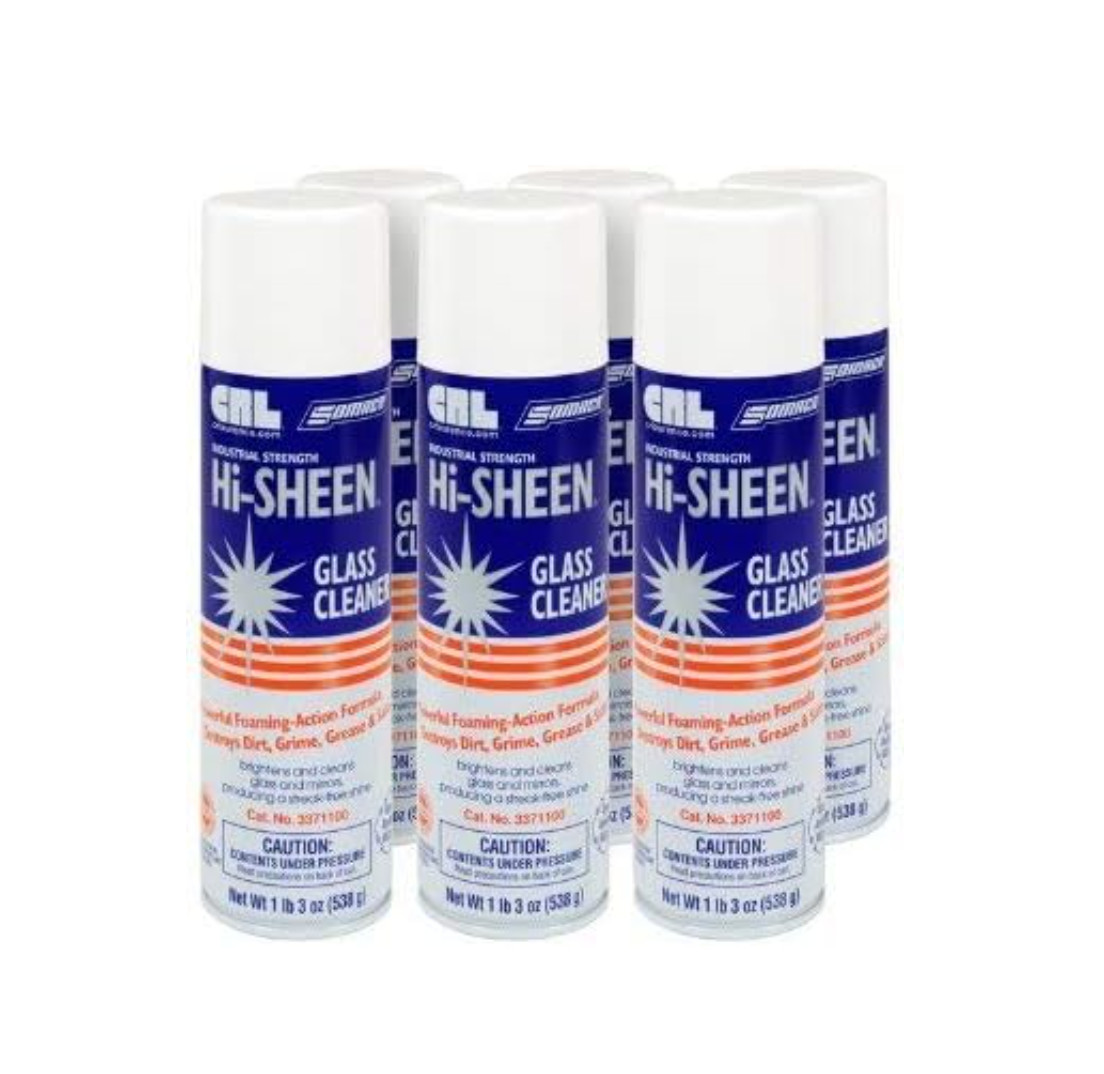 6 Pack CRL Somaca Hi Sheen Glass Cleaner Low-Ammoniated Formula 17 ounce cans
