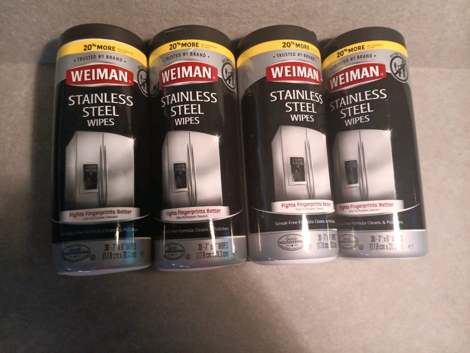 4PK X 30 Count Weiman Stainless Steel Surface Cleaning Polishing Protecting Wipe
