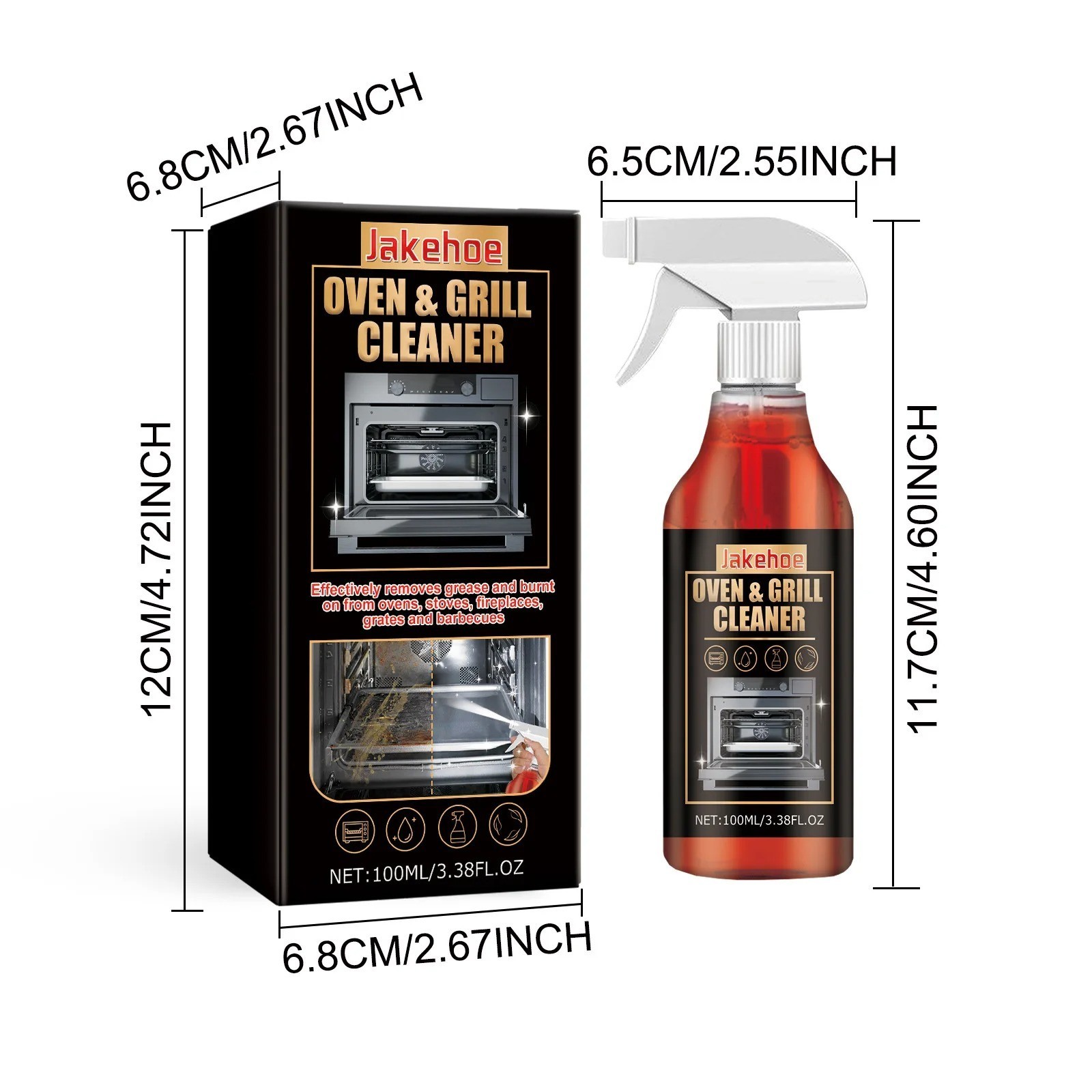 Stove & Oven Foam Cleaner Spray – Removes Grease, Dirt, Odor & Grill Residue