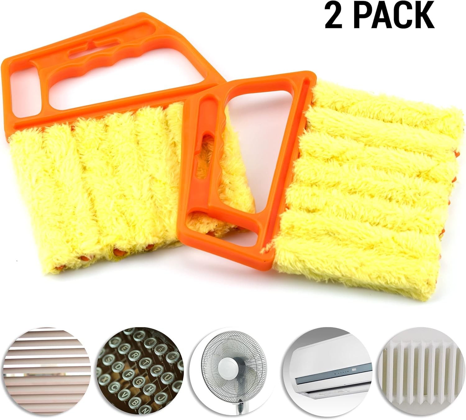 Pack of 2 Blind Cleaner 7-Finger Duster for Shutters, Blinds & Air Conditioners