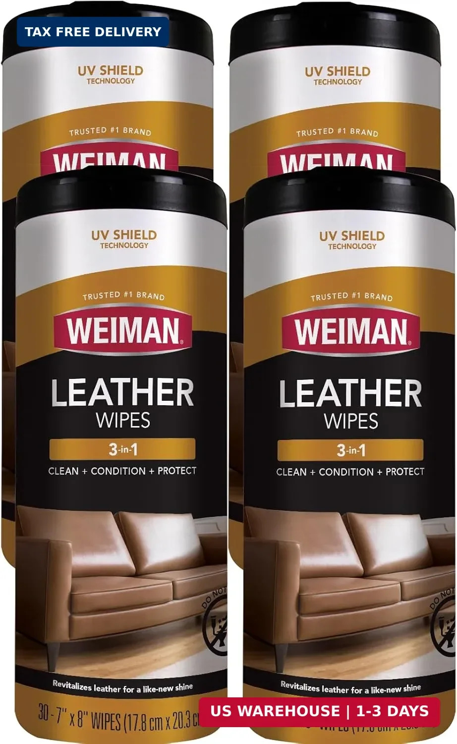 Weiman Leather Cleaner Wipes – Clean Condition UV Protection Help Prevent Cracki