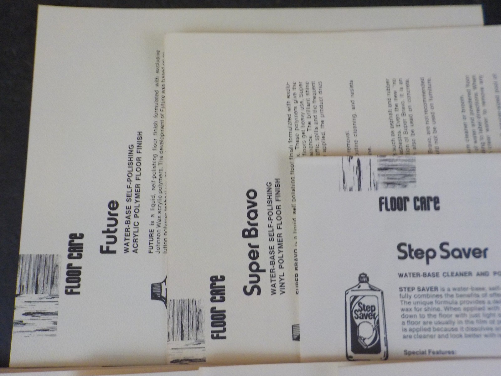 Johnson Wax Products Set of 10 Information Data Sheets