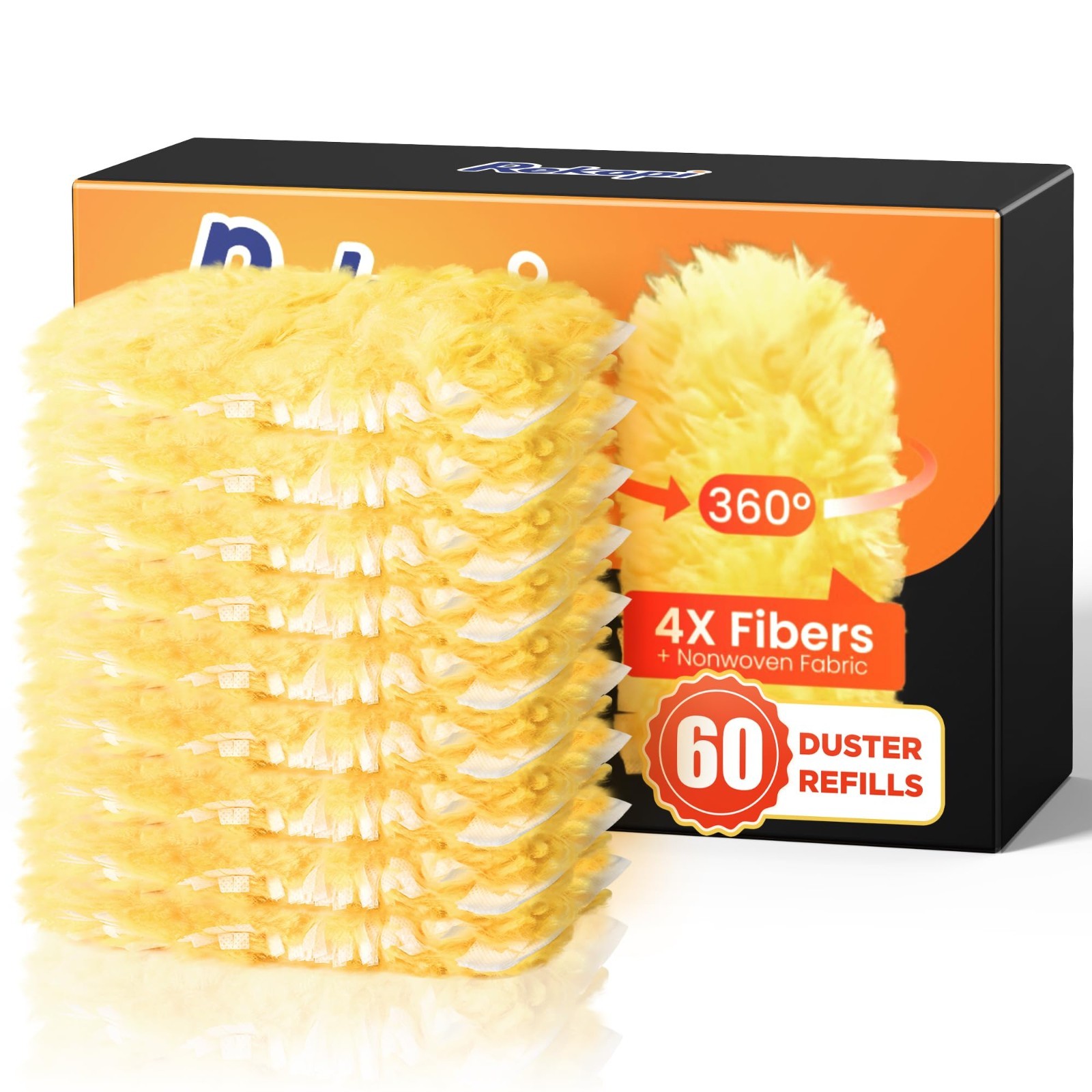 60 Heavy Duty Duster Refills, 360° Multisurface, 4X Microfiber, Unscented, Dispo