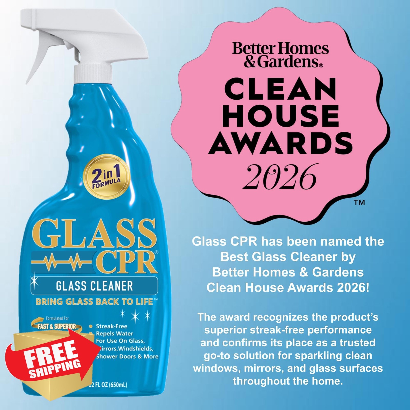 CPR Glass Cleaner W/ Microfibers 22 oz