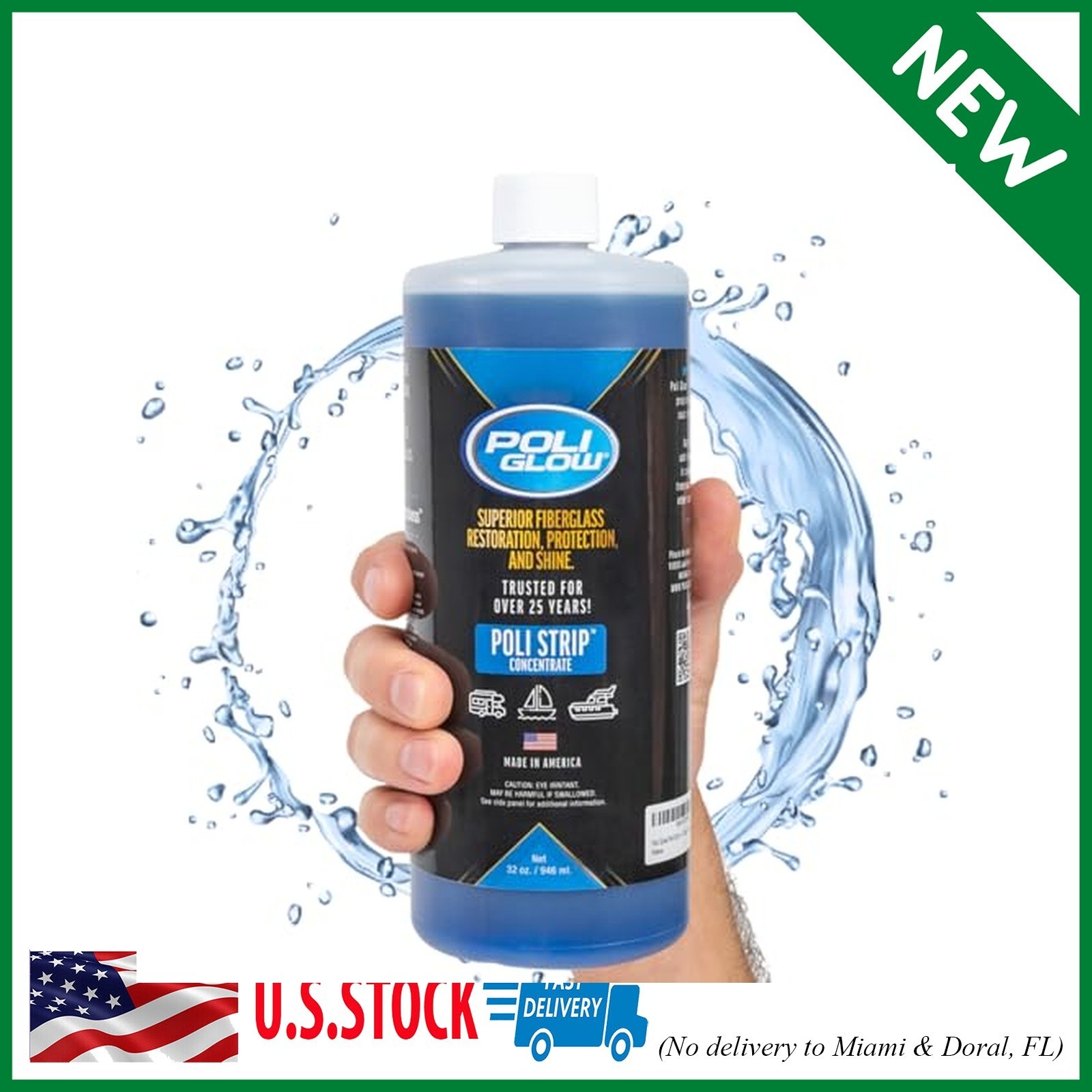 Proprietary Formula Poli Strip® Concentrated Boat and RV Stripper & Degreaser –