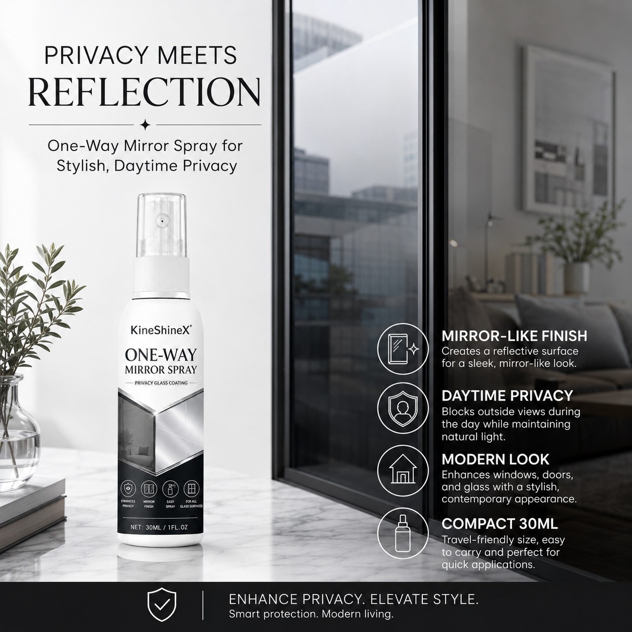 Infrared Blocking Spray, Reflective Window Sprays One-Way Mirror Privacy Shield
