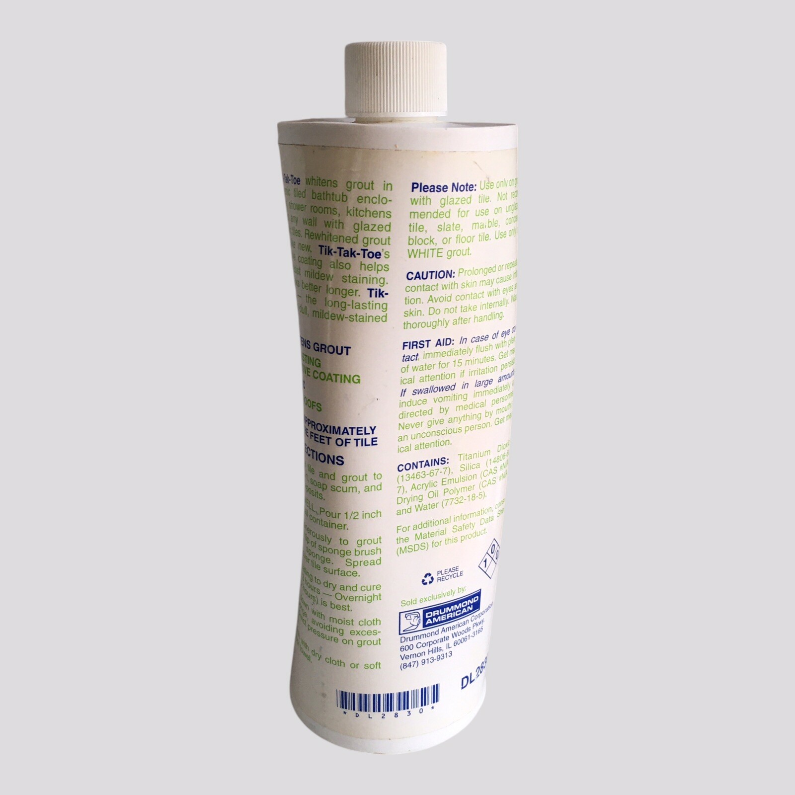 1993 Tik-Tak-Toe Grout Whitener & Protector by DRUMMOND AMERICAN 16 fl oz SEALED