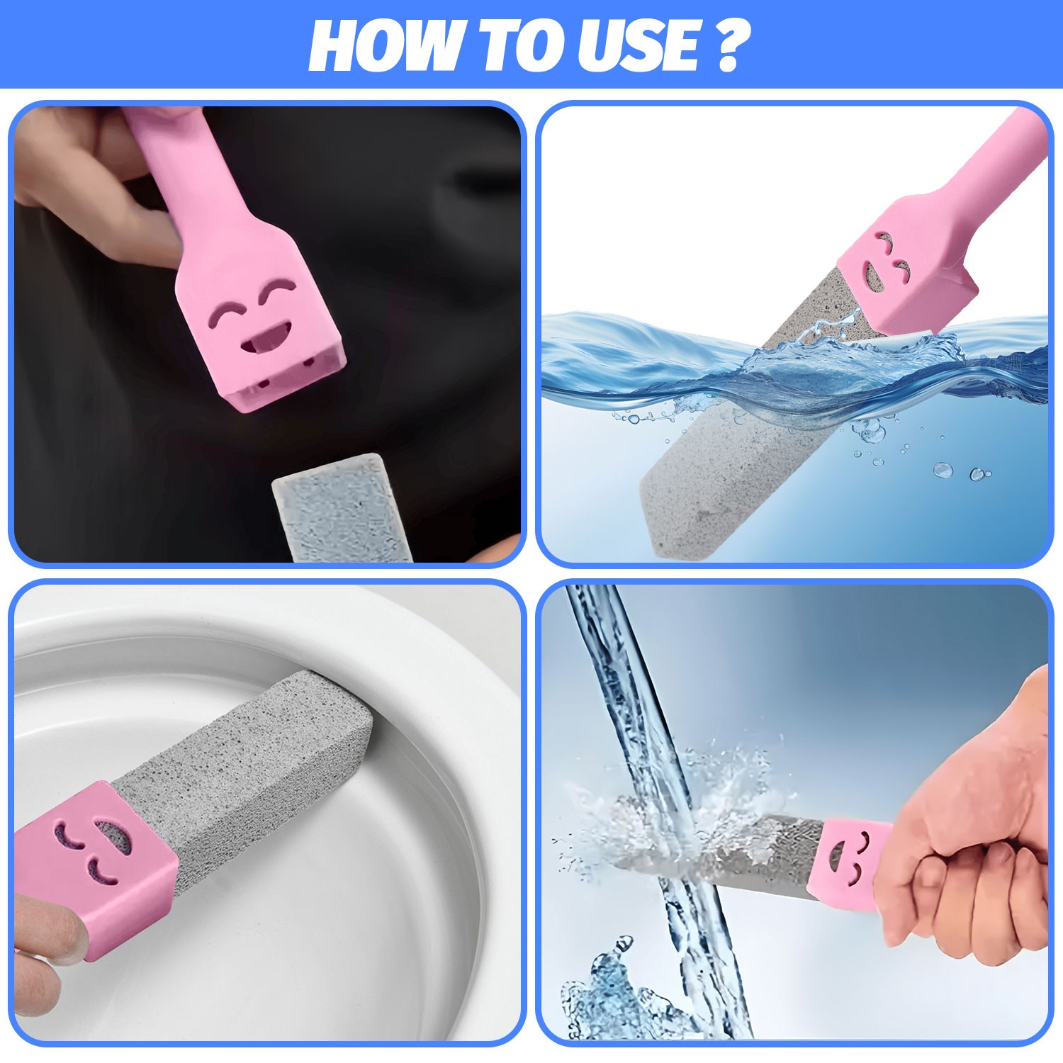 5Pcs Bathroom Pumice Stone Toilet Brush Set Rust Limescale Remove Cleaning Tools