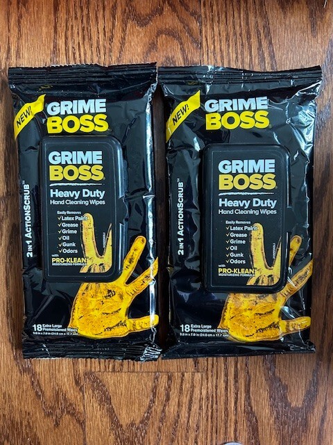 Grime Boss Heavy Duty Hand Cleaning Wipes 18 Extra Large – Lot of 2