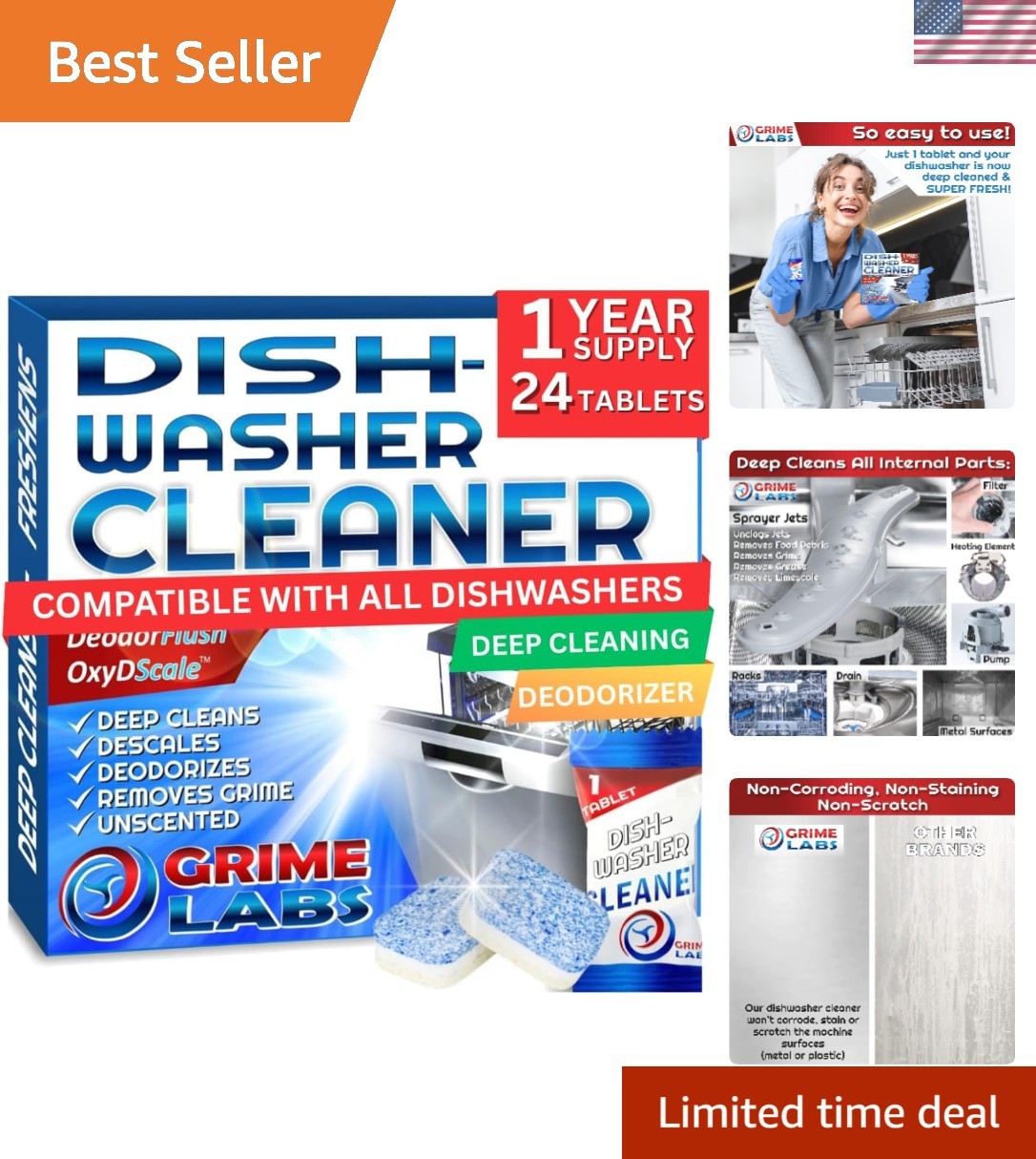 Eco-Friendly Deodorizer and Descaler Tablets – 12 Supply for Dishwashers