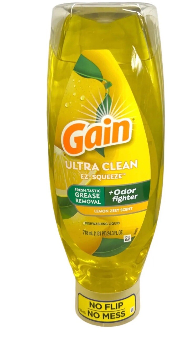 GAIN Lemon Zest Scent Ultra Clean Dishwashing Liquid EZ-Squeeze 24.3fl.oz X 2