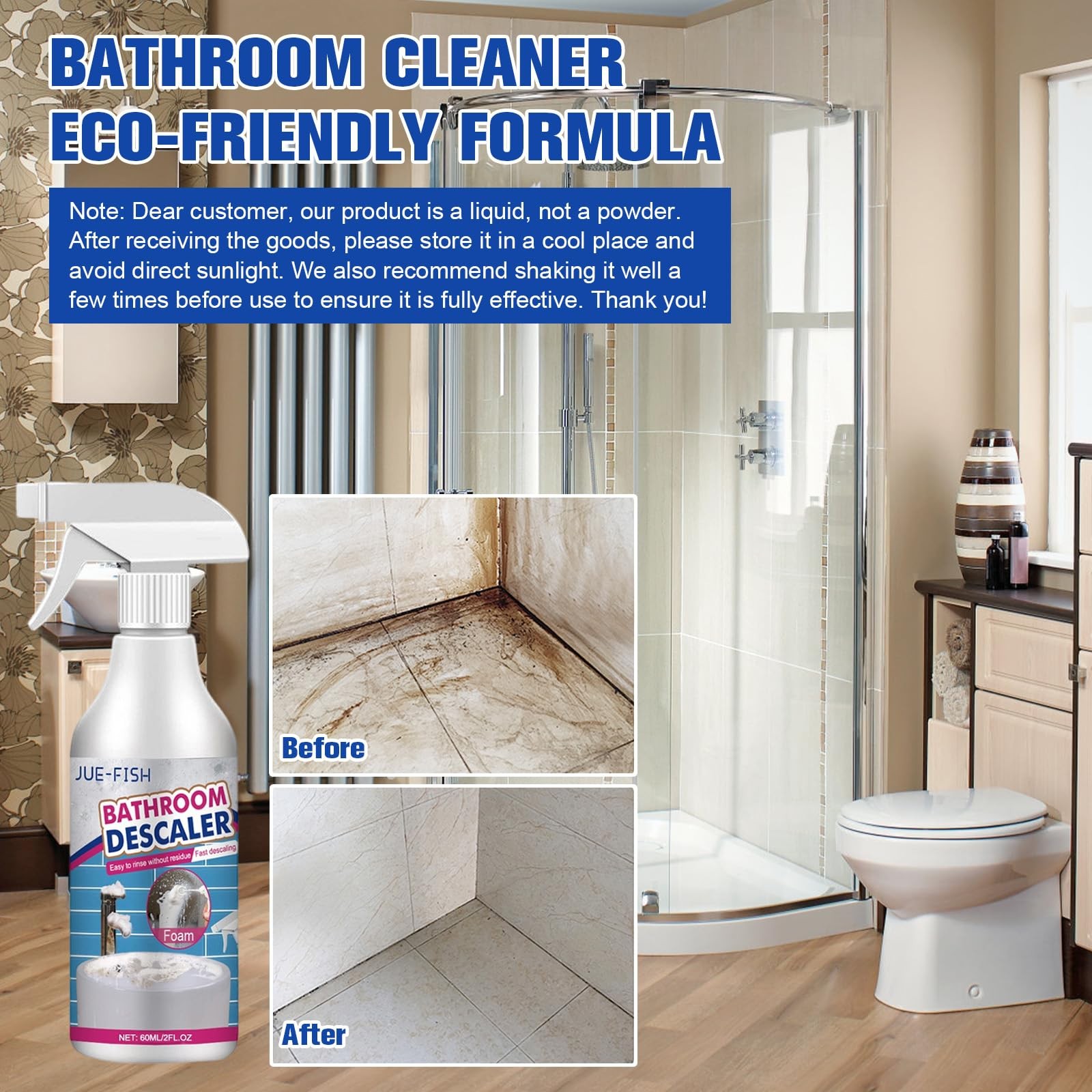 2Pcs Stubborn Stains Cleaner,Limescale Cleaner,Bathroom Foam Cleaner Spray,Ba…
