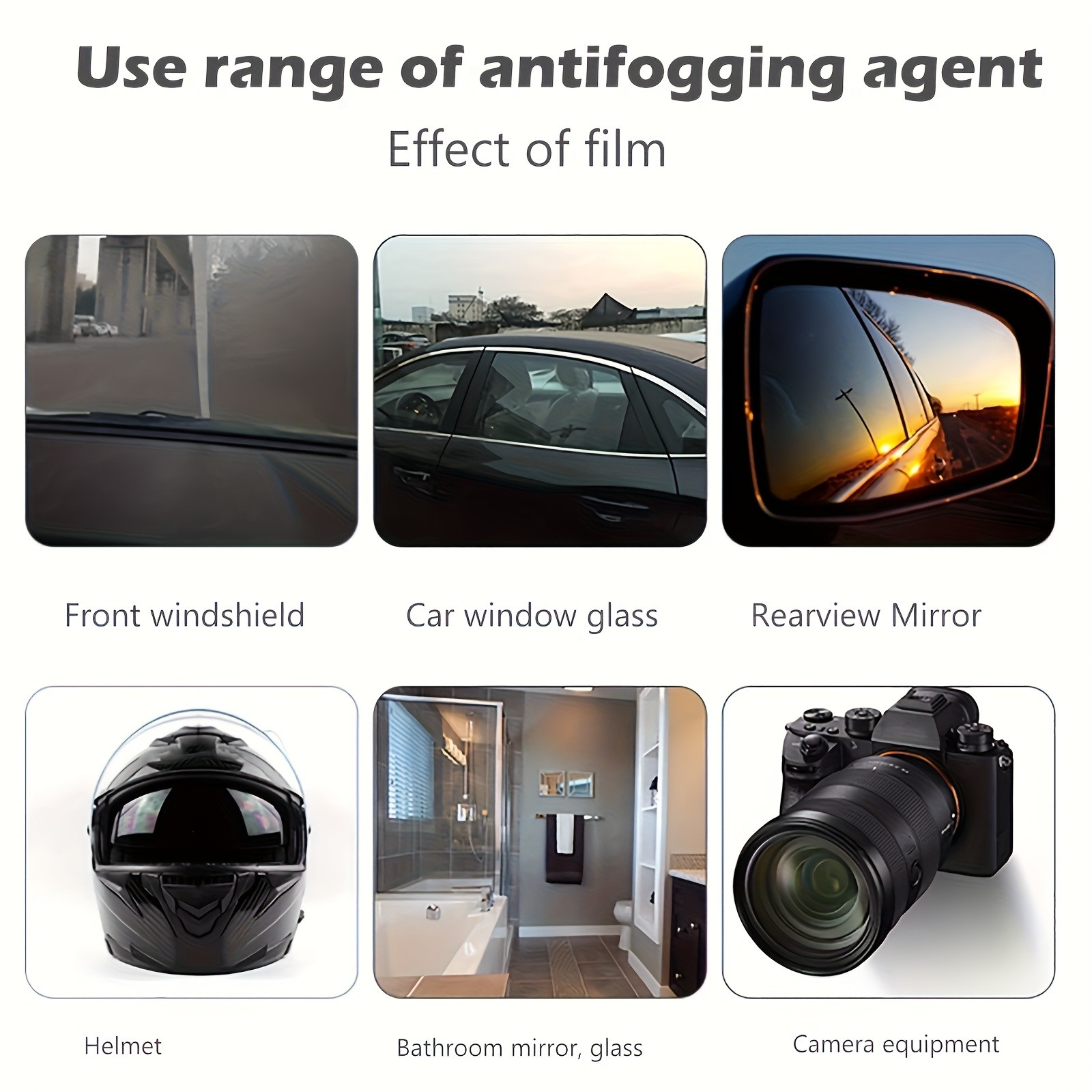 Anti-Fog Spray for Car Glass Helmets Mirrors Windshield Defogger Clear View