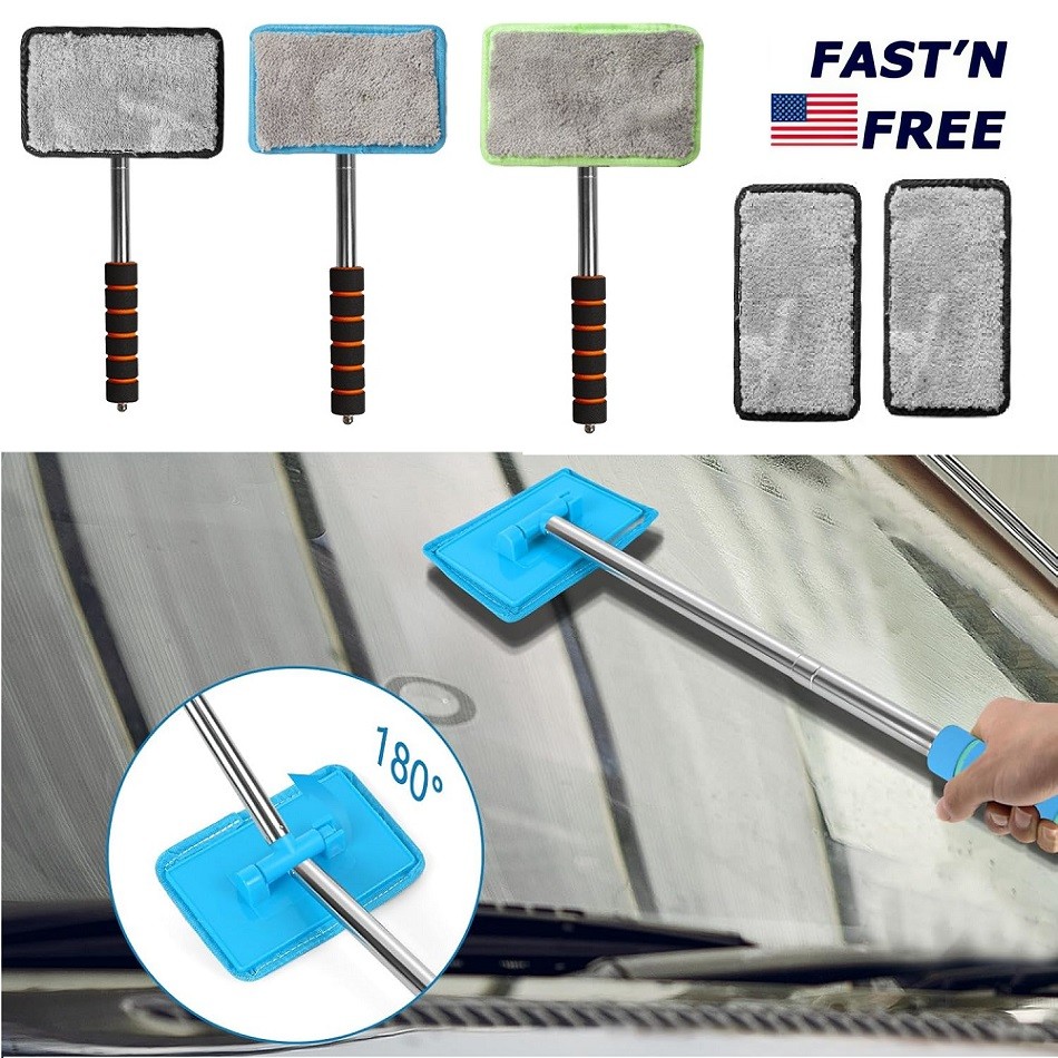 Windshield Cleaning Tool Kit Car Window Glass Wiper Cleaner Brush Pad Extendable
