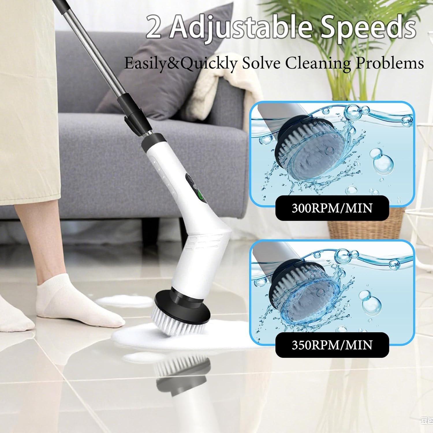 Spin Scrubber,9-In-1Multifunctional Cleaning Brush with Detachable Handle,9 Repl