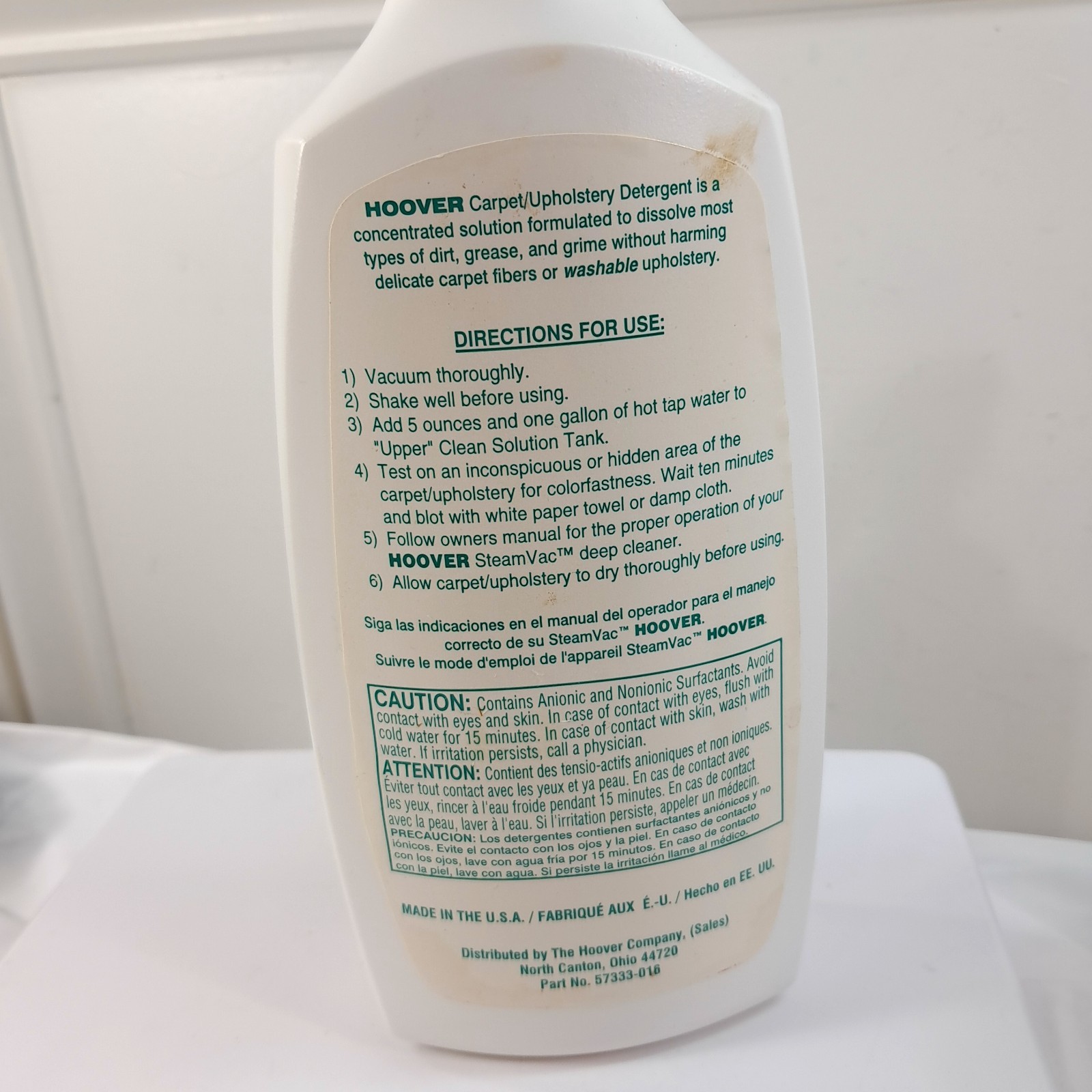 NEW Hoover Steamvac Carpet Upholstery Detergent 16 oz reduces allergens cleaner