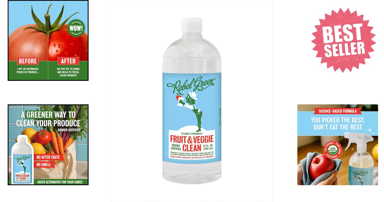 32 Fl Oz Natural Veggie & Fruit Wash – Removes Pesticides & Waxes Effectively