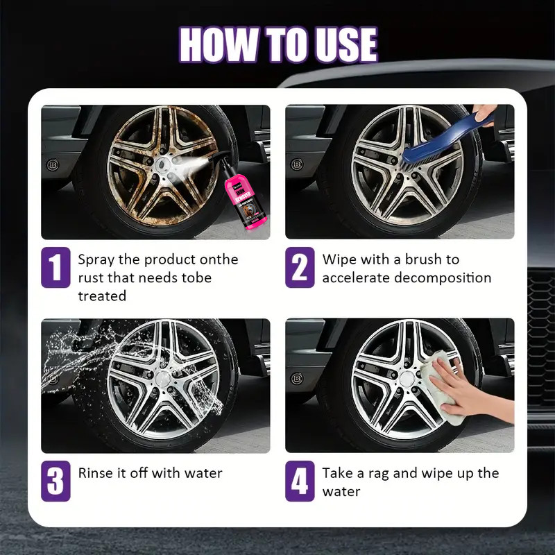 Farienne 120ml Iron Remover Spray Car Wheel Rust Remover Paint Cleaner Brake Dis