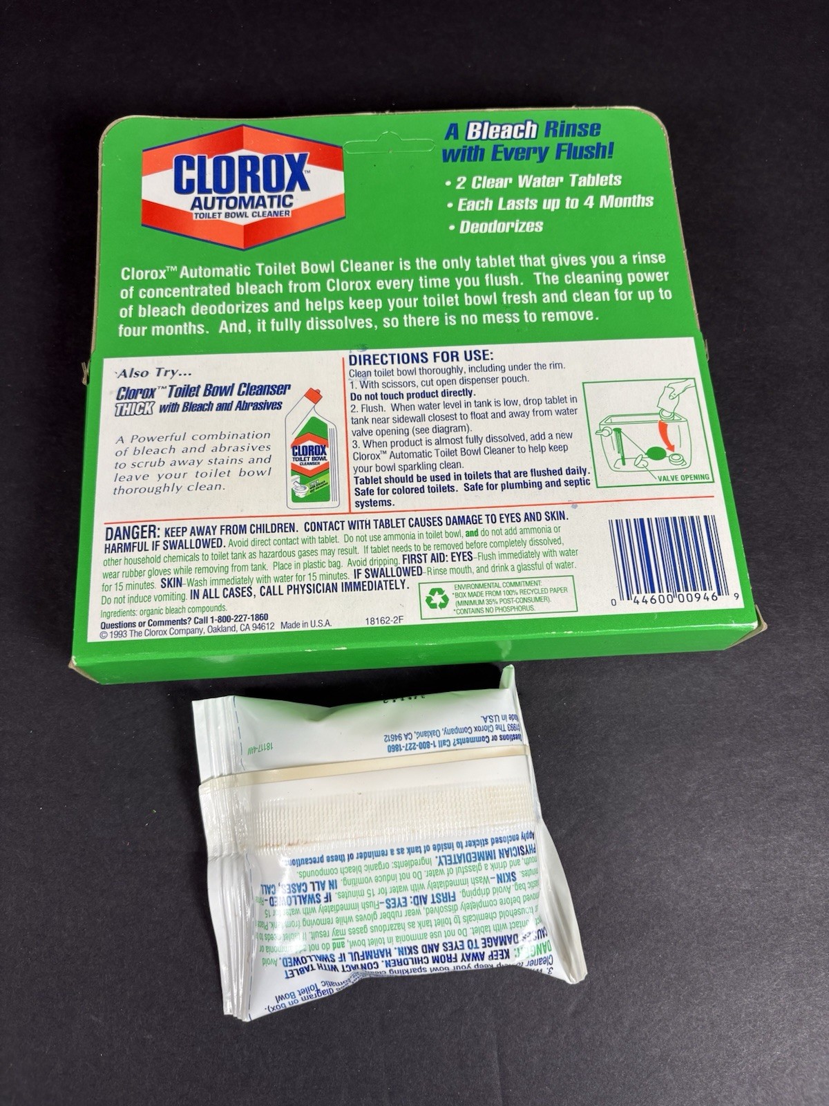 Vintage 1993 Clorox Automatic Toilet Bowl Cleaner 1 Sealed Tablet Rare
