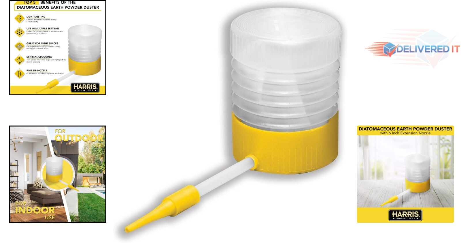 Lightweight Indoor/Outdoor Diatomaceous Earth Duster with Extendable Handle