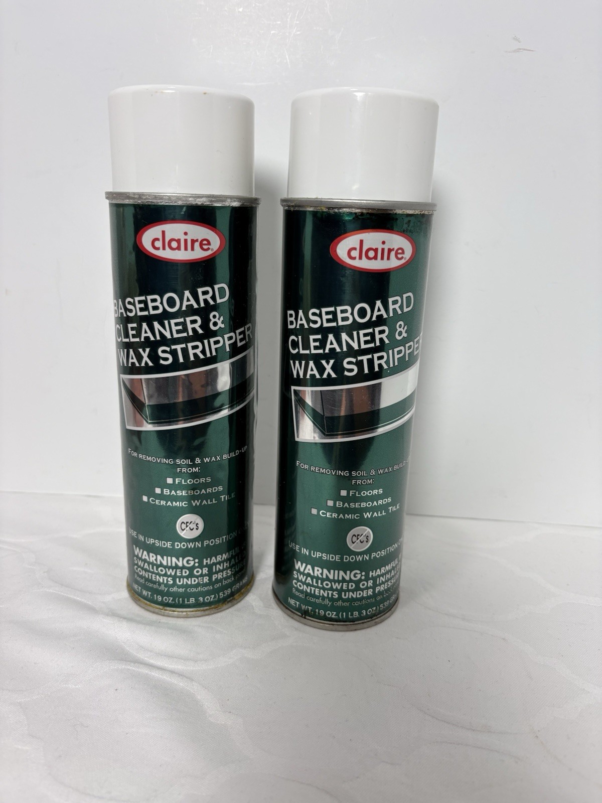 2 Lot Claire Baseboard Cleaner And Wax Stripper 19 oz Cans HTF New
