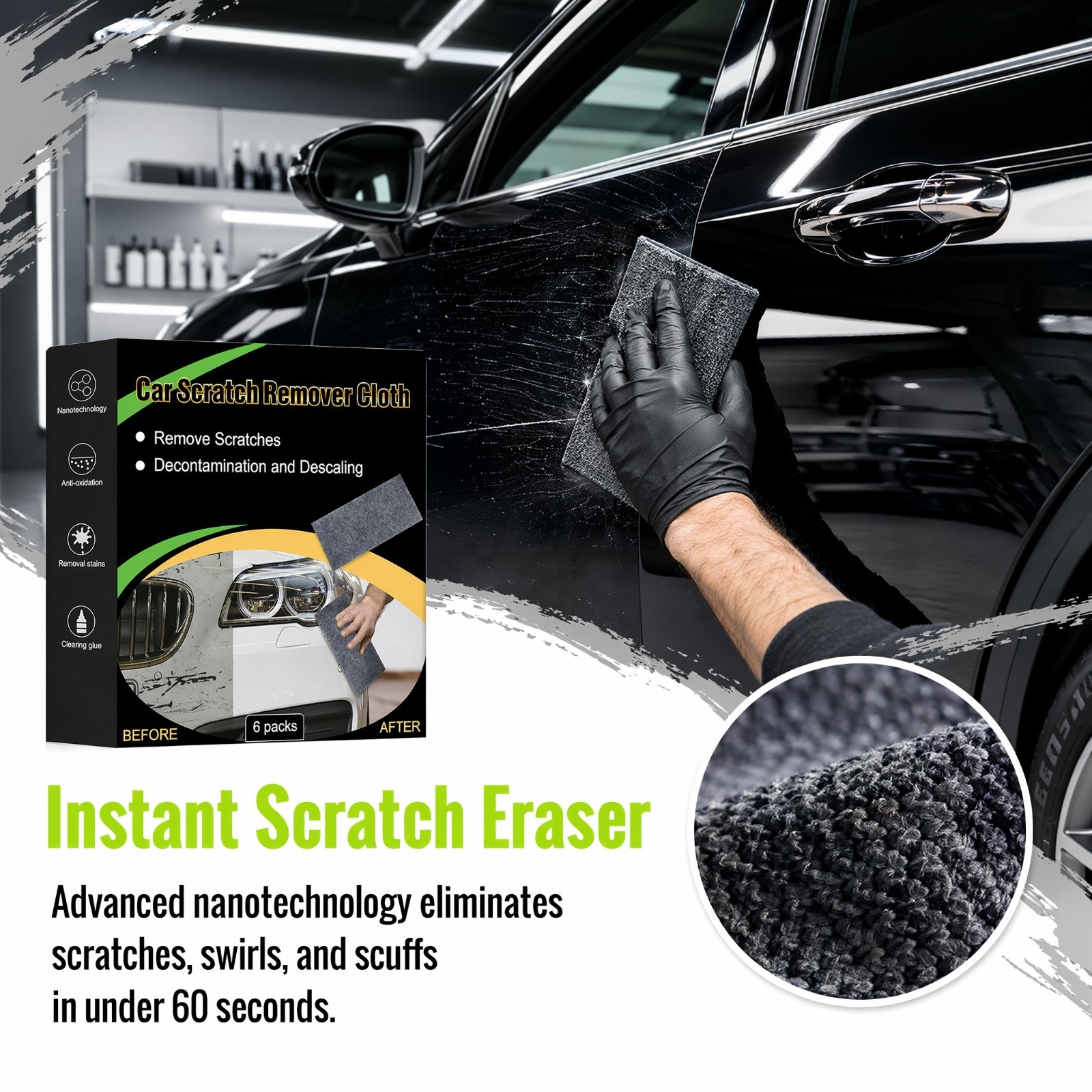 Nano Polix Car Scratch Remover Cloth 6 Packs – Auto Paint Scratch Repair Towel
