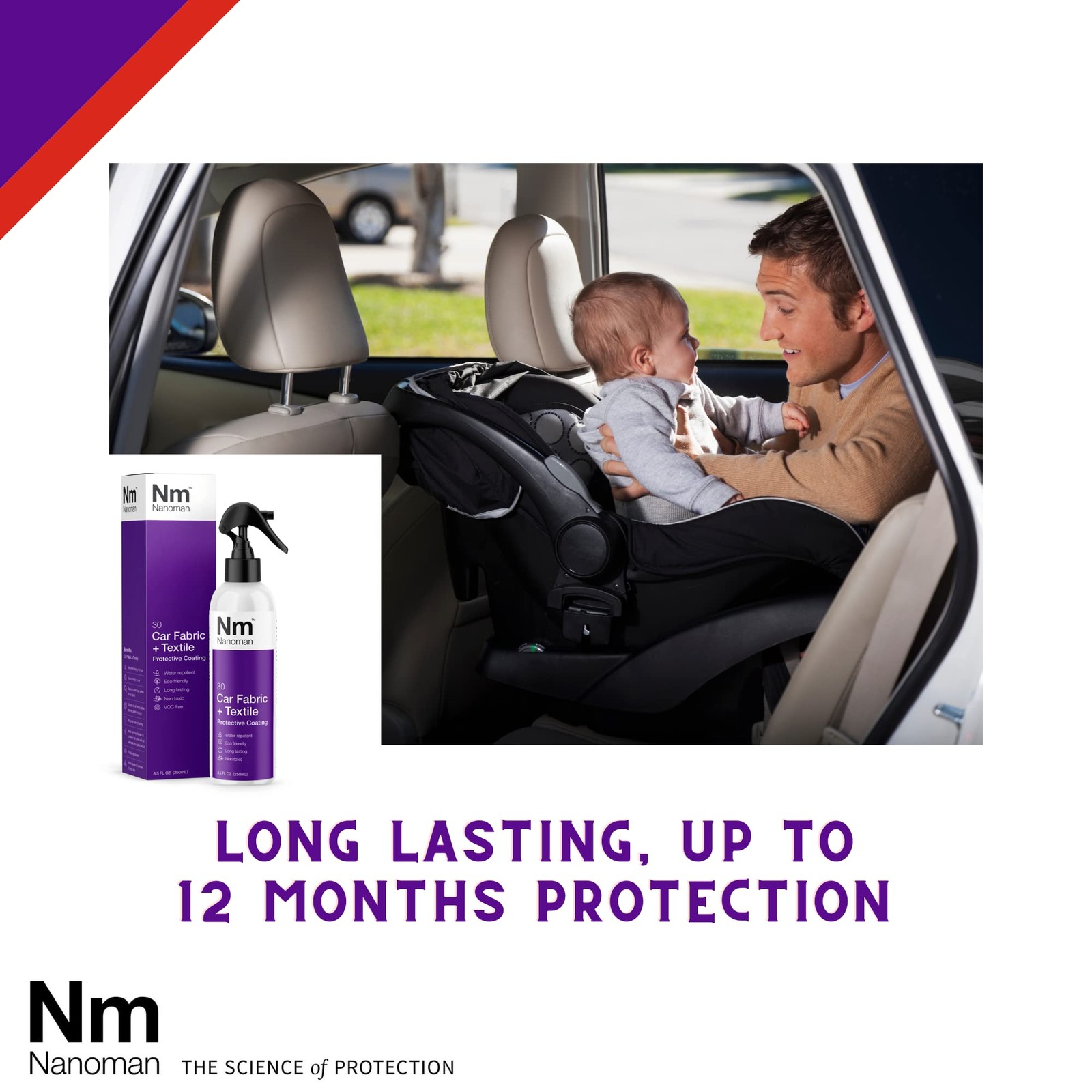 NANOMAN Protect Car Seats from Spills & Stains Fabric & Upholstery Protector …