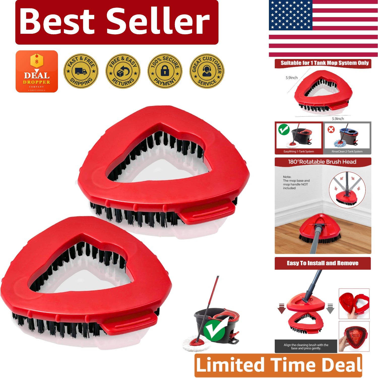 Compact 2 Pack Scrub Brush Replacement Heads – Effortless Installation and Use