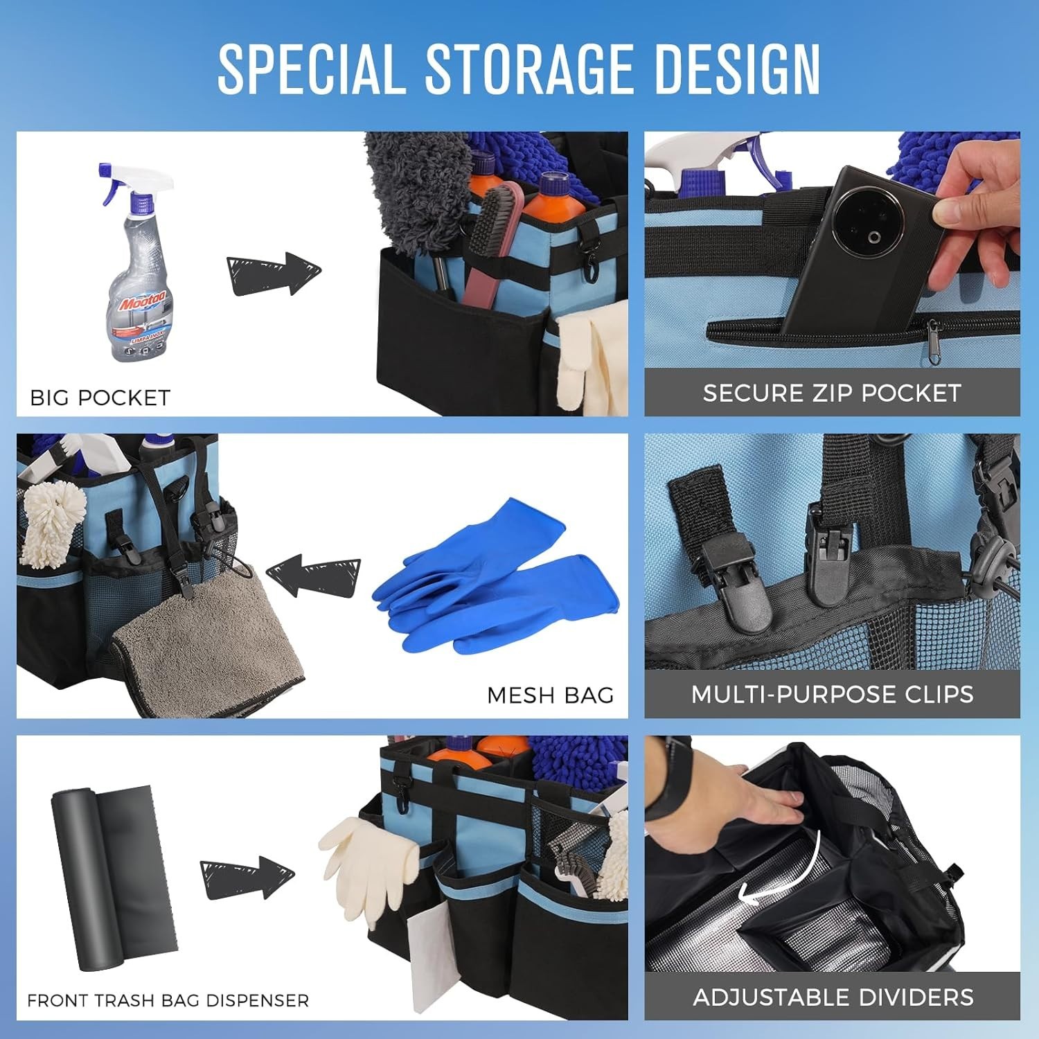 Water-Resistant Wearable Cleaning Caddy – Efficient Organizer for Housekeepers