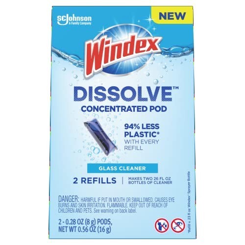 Dissolve Concentrated Glass Cleaner Pods Refill 2 Pack Streak-Free Fresh