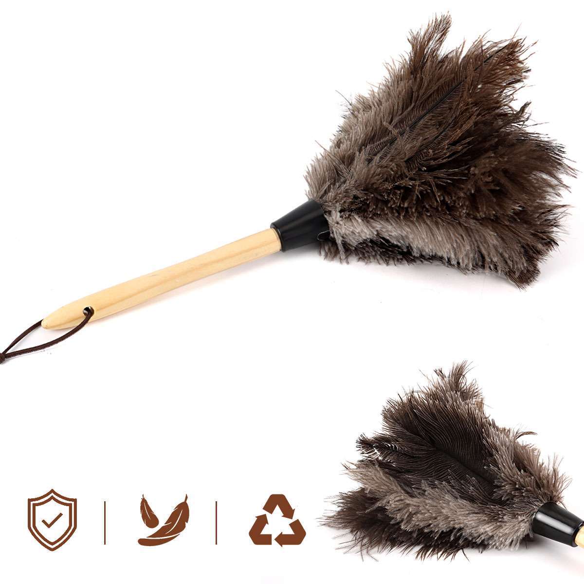 2Pcs 16″ Ostrich Feather Duster Durable Dust Collecting Cleaning Tool In Wool US
