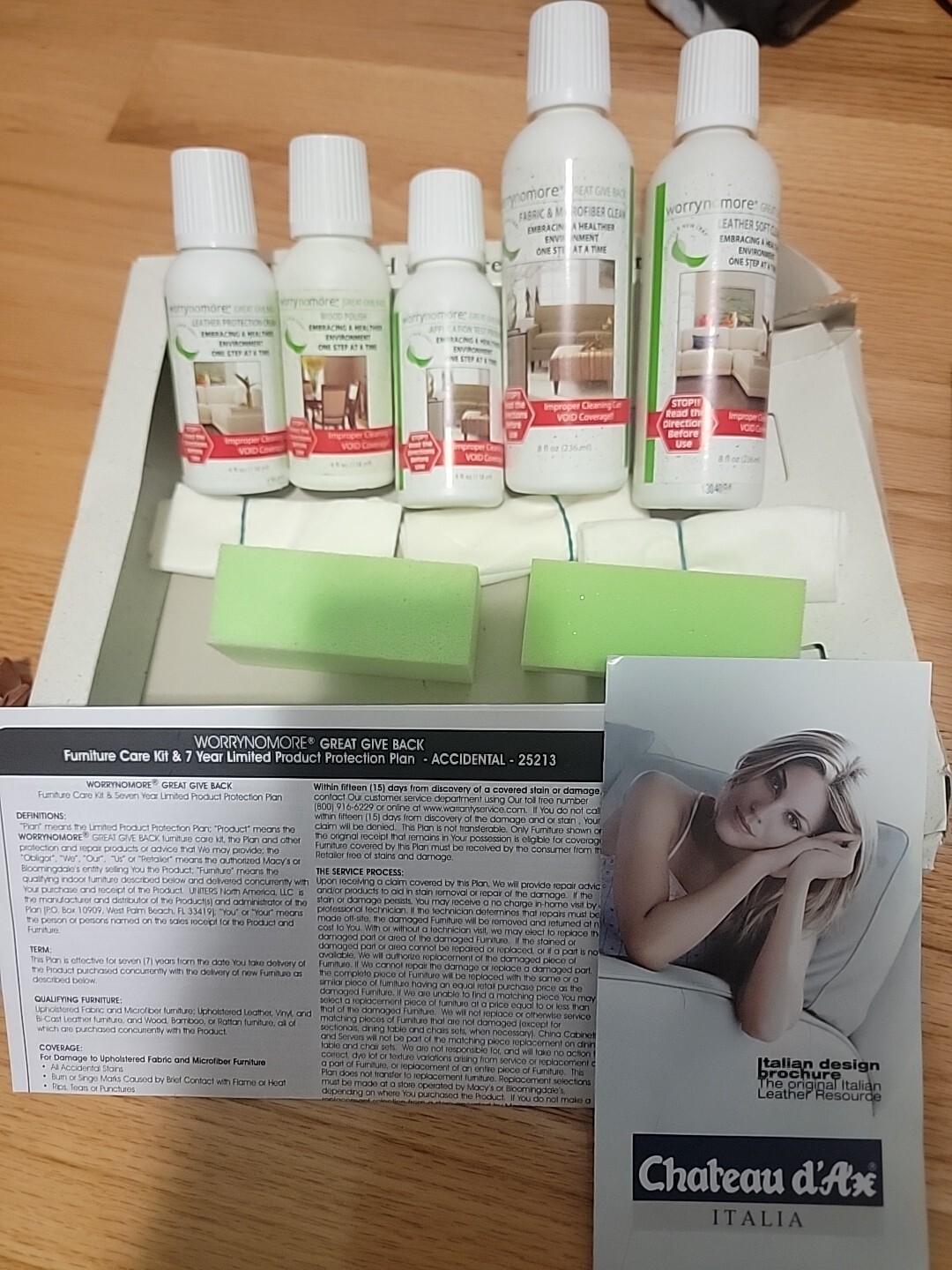 Worrynomore Furniture Care Kit Fabric Leather Wood Original Box Wipes Cloth