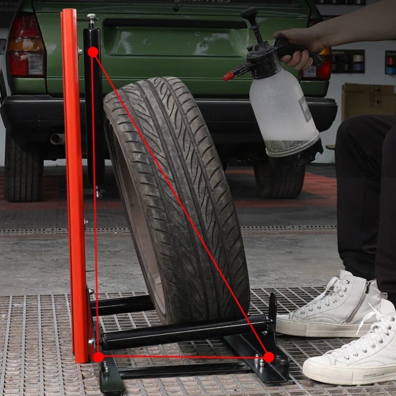 Professional Car Tire and Wheel Cleaning Rack with Rotating and Rolling Brackets