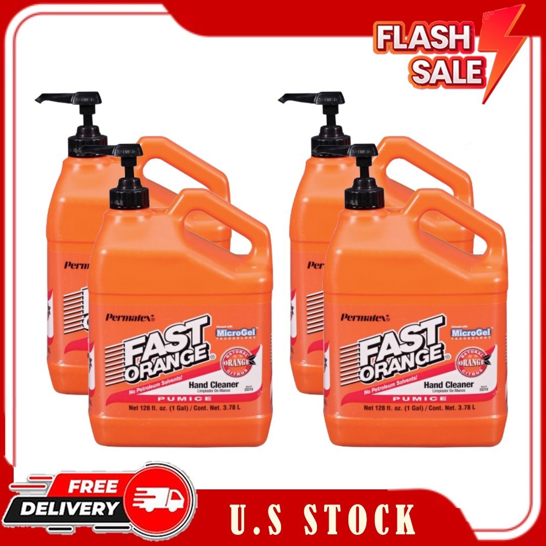 (4 pack) Permatex Fast Orange Pumice Hand Cleaner, 1 Gal