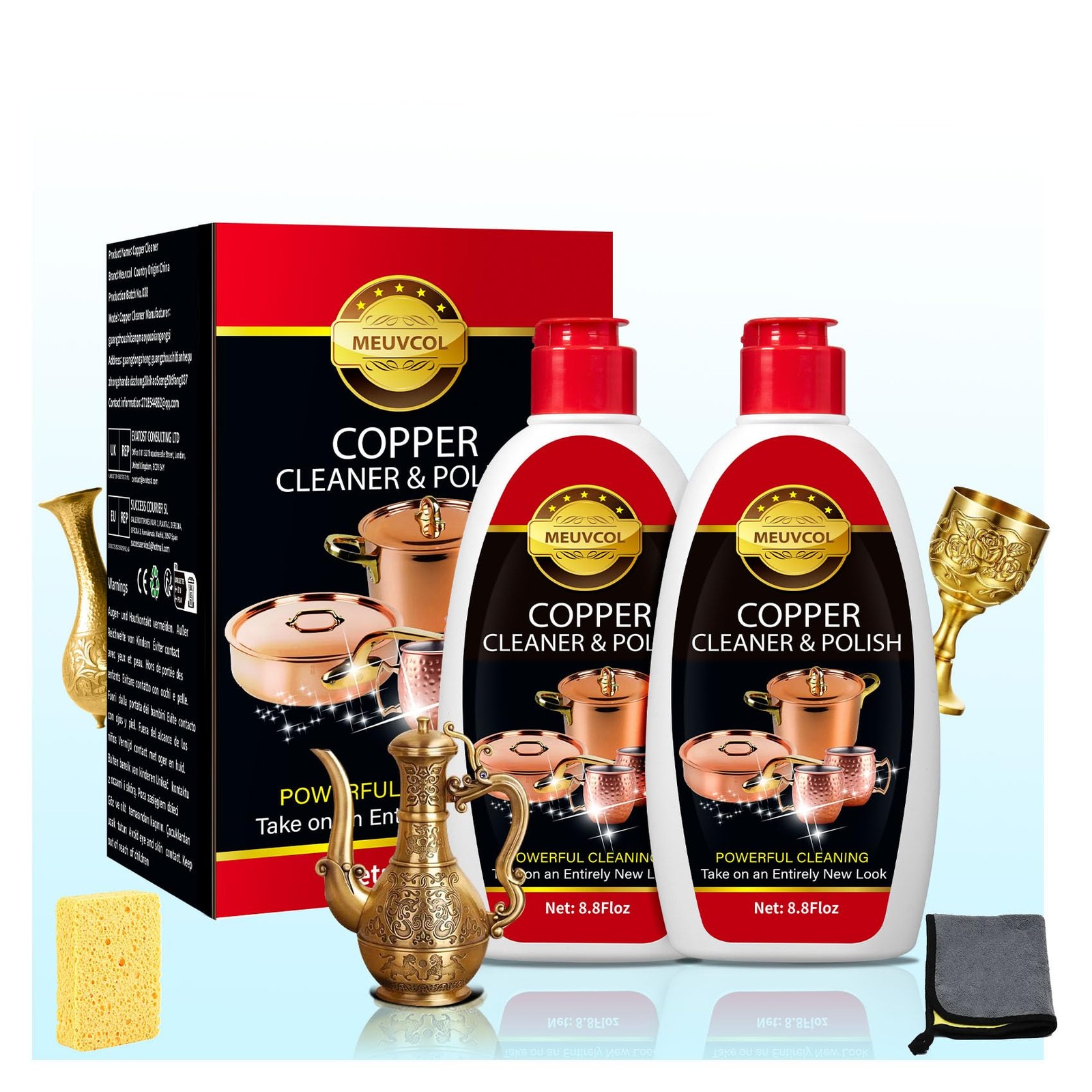 Copper & Brass Cleaner and Polish – 17.6 Oz Gentle Copper Polishing Cream for…