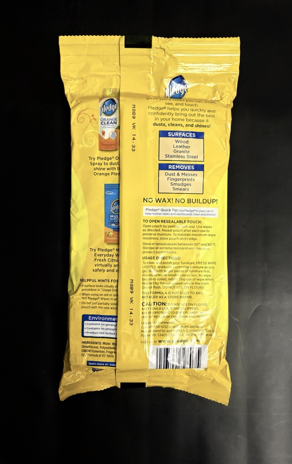 NEW 2pc Pledge Lemon Clean Spray 13.8 oz AND 24 Wipes (2013) NOS 3X Better