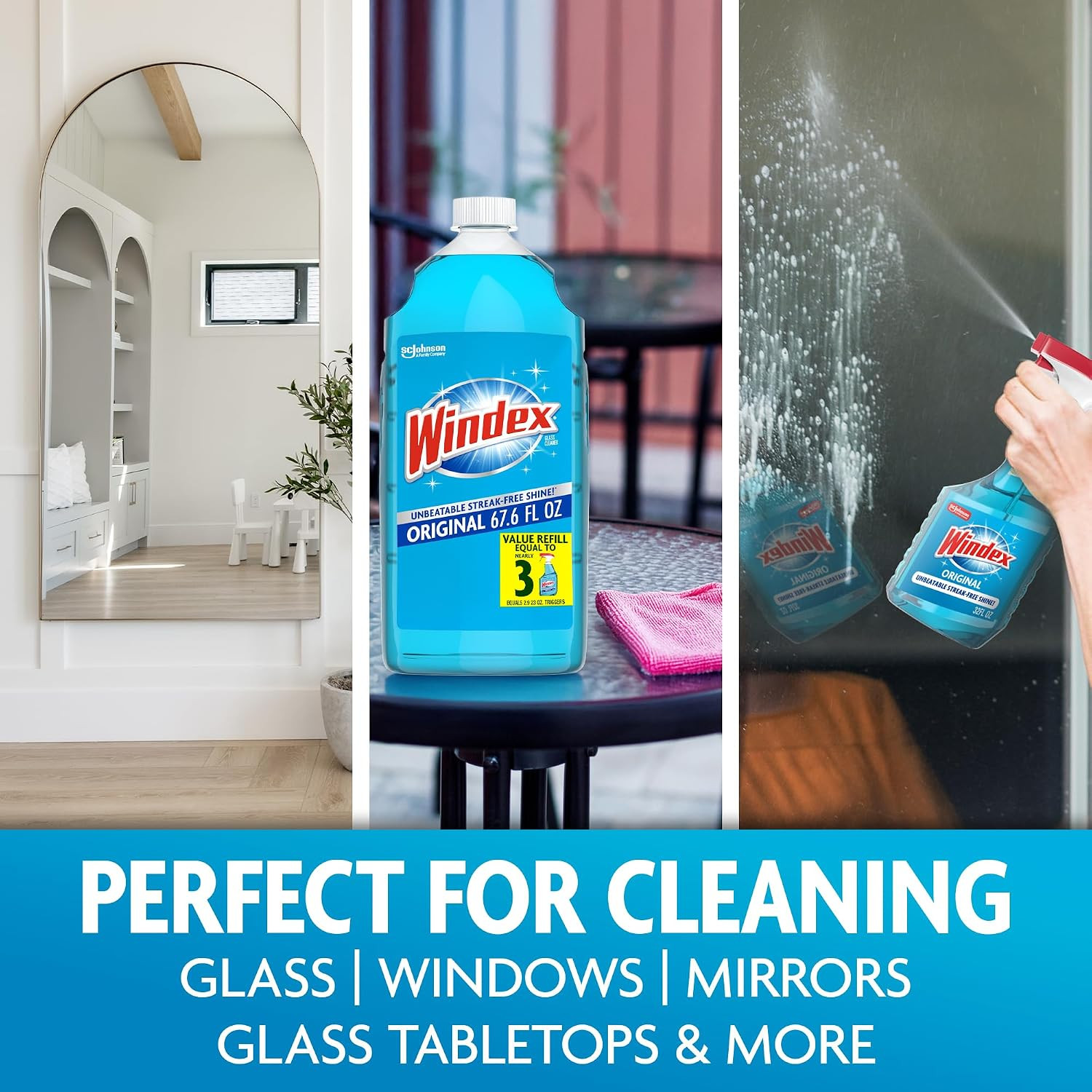 Original Blue Glass Cleaner Spray Refill, 2 L Bottle Made from 100% Ocean Bound