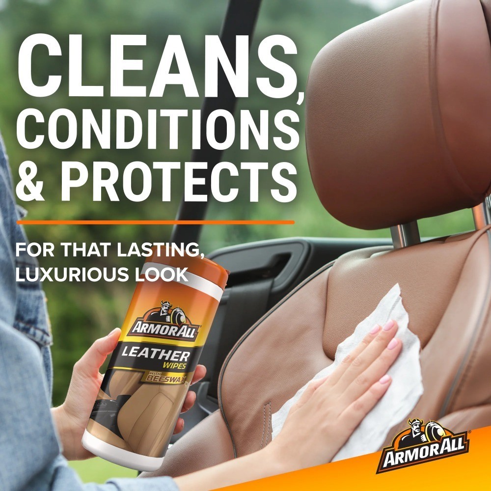Leather Car Cleaning Wipes with Beeswax Premium Conditioning for Seats Dash