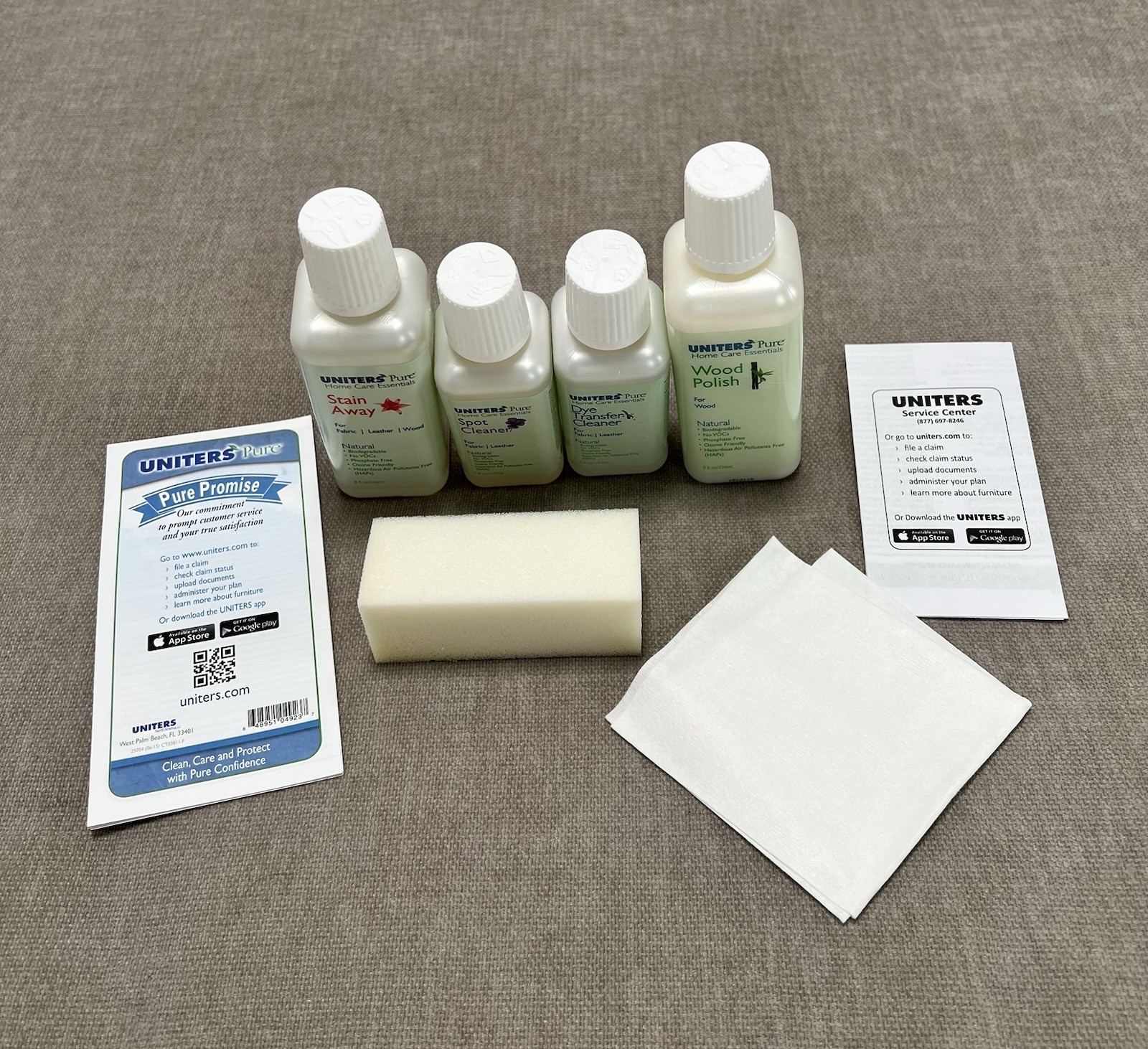 United’s Pure Home Care Essentials Stain Away Leather Wood Spot Cleaning Kit New