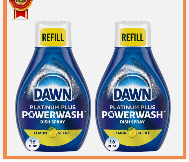 (2 Pack) Dawn Platinum Power Wash Dish Spray, Dish Soap, Lemon Refill, 16 fl oz