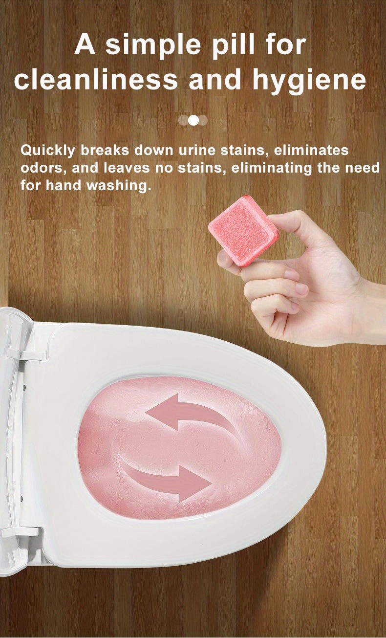 Hands-Free Compact Cost-Effective Bowl-Safe Toilet Cleaning Effervescent Tablets