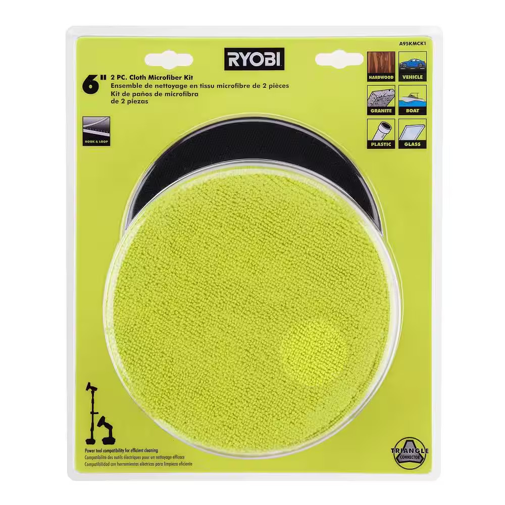 6 In. 2-Piece Cloth Microfiber Kit for RYOBI P4500 and P4510 Scrubber Tools