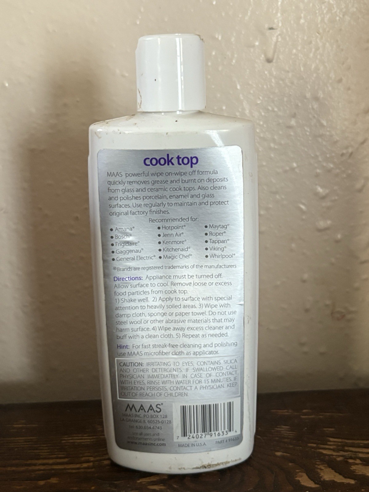 MAAS cook Top Cleaning Crème Smooth Top 8 Fl Oz French Lavender Open But Full