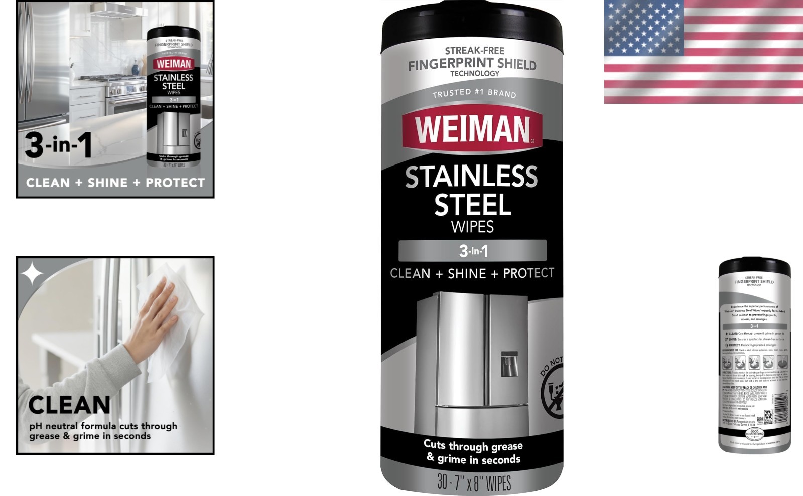 Weiman Stainless Steel Cleaning Wipes (30 Count) – Quick, Easy & Streak-Free